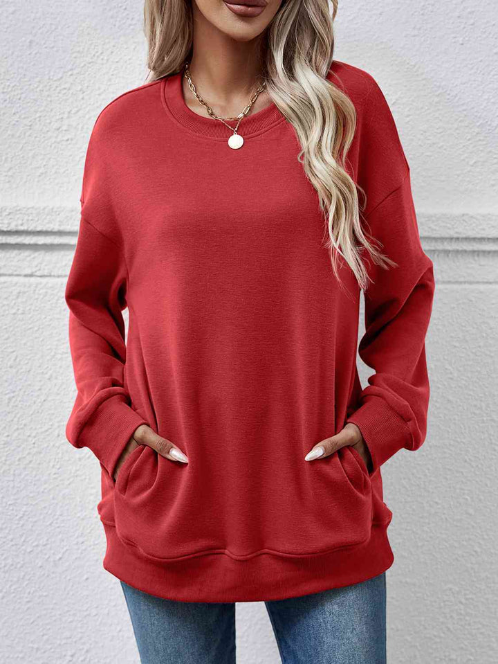 Dropped Shoulder Sweatshirt with Pockets |1mrk.com