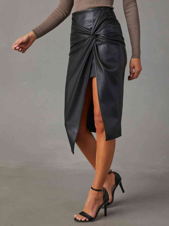 Twist Detail High Waist Skirt |1mrk.com