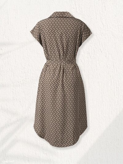 Tied Printed Johnny Collar Dress |1mrk.com