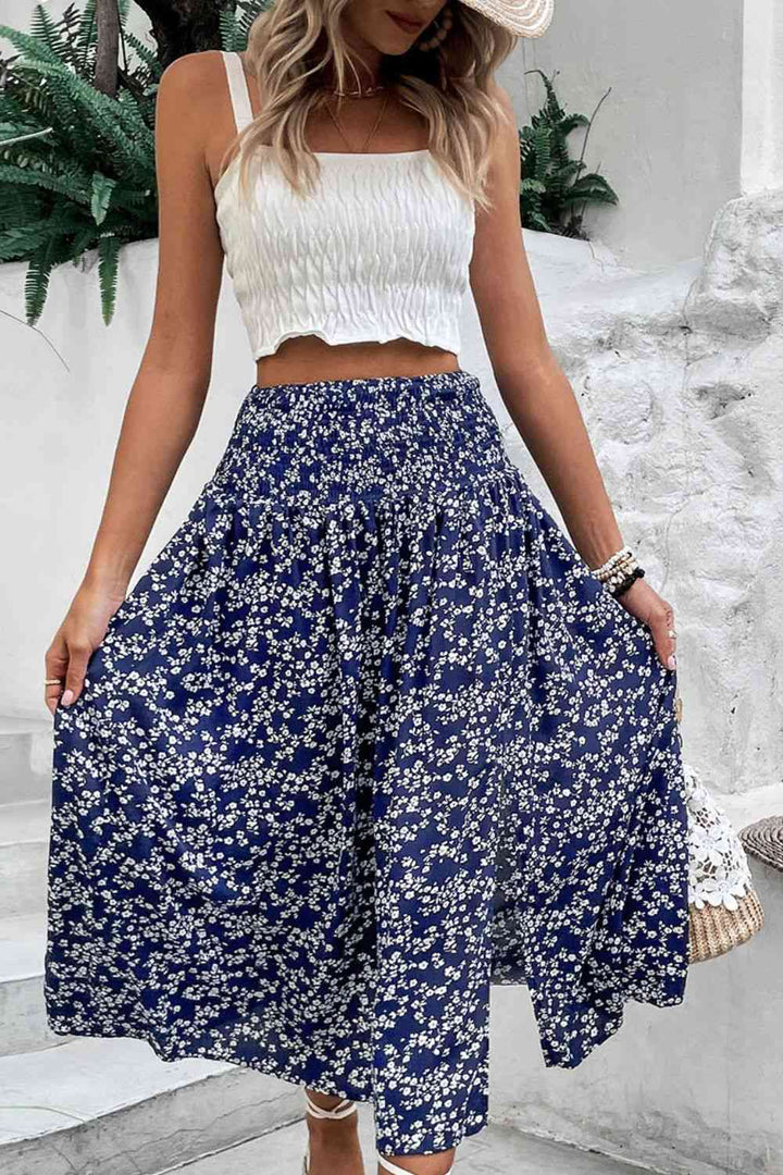 Ditsy Floral Slit High Waist Skirt |1mrk.com