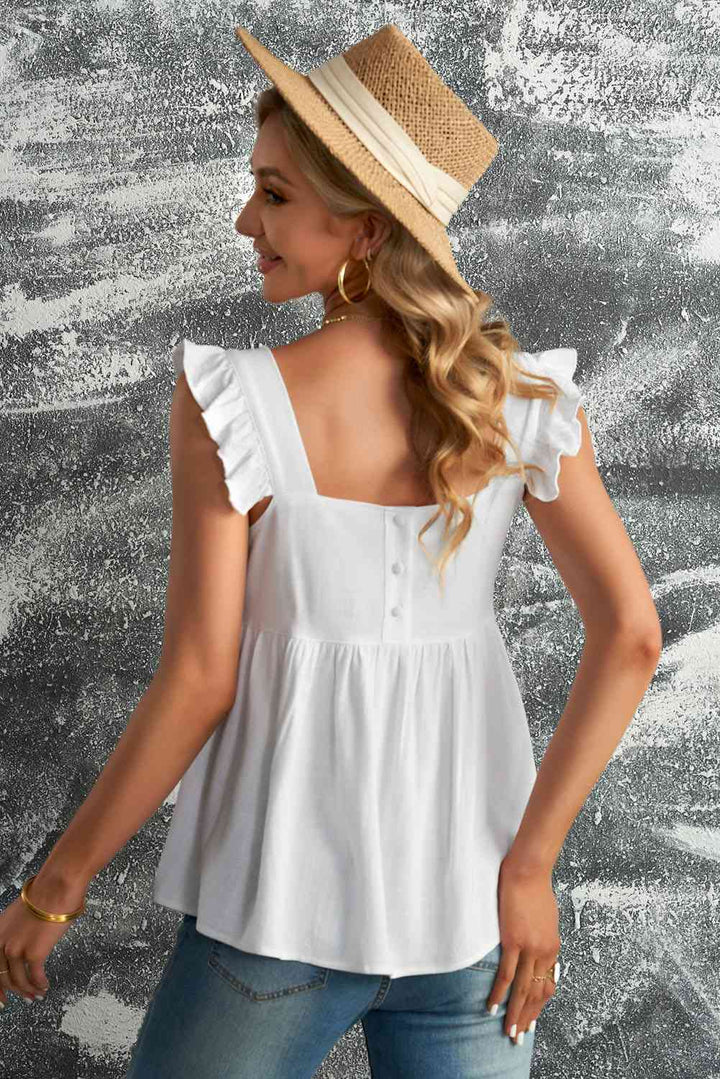 Ruffled Square Neck Babydoll Blouse | 1mrk.com