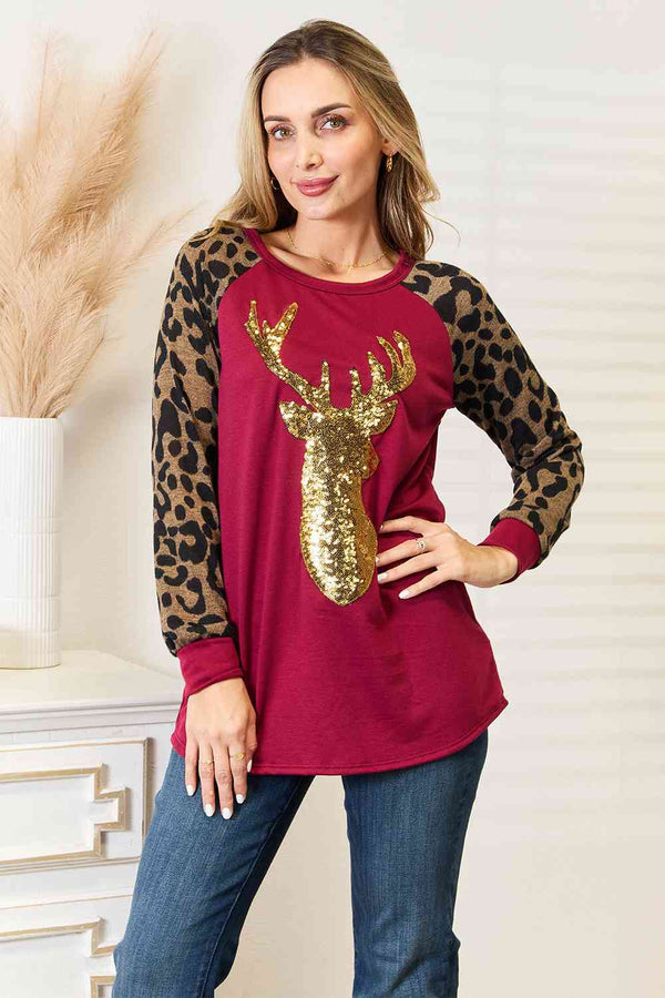 Heimish Full Size Animal Print Reindeer Top | 1mrk.com