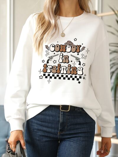 COWBOY IN TRAINING Round Neck Sweatshirt | Trendsi