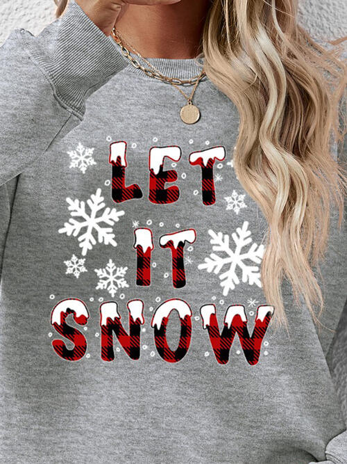 LET IT SNOW Round Neck Long Sleeve Sweatshirt |1mrk.com