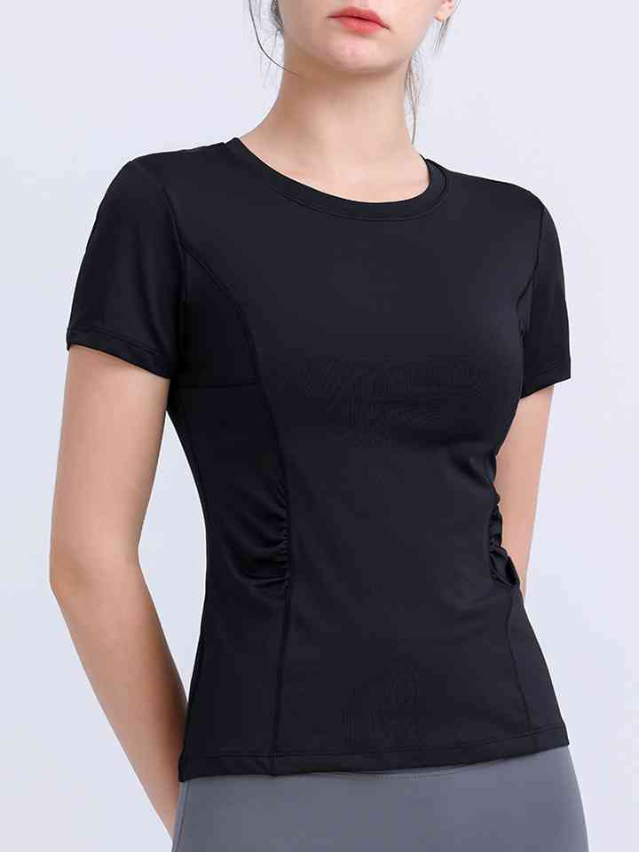 Round Neck Short Sleeve Active Top | 1mrk.com