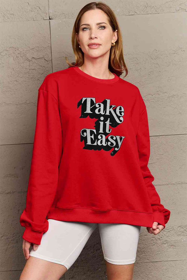 Simply Love Full Size TAKE IT EASY Graphic Sweatshirt |1mrk.com