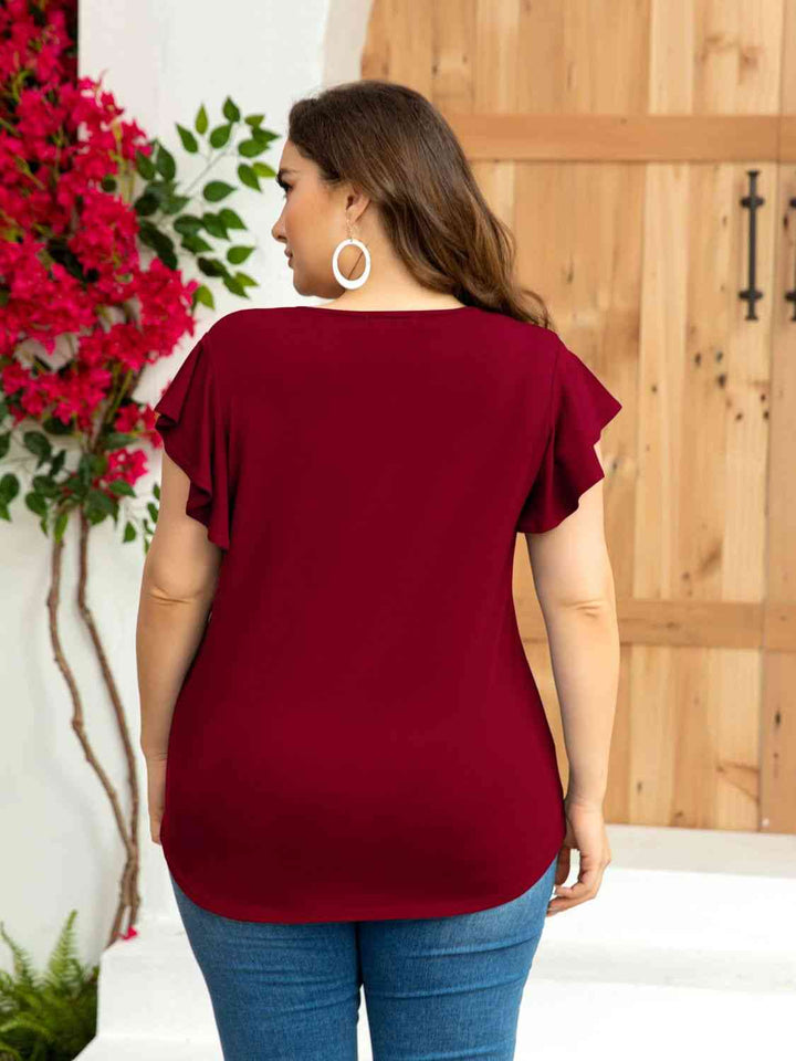 Flutter Sleeve Round Neck Tee | 1mrk.com