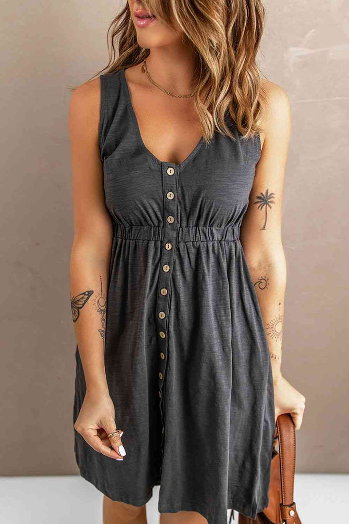 Sleeveless Button Down Mini Magic Dress | 1mrk.com