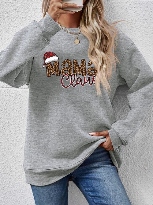 Round Neck Letter Graphic Long Sleeve Sweatshirt |1mrk.com