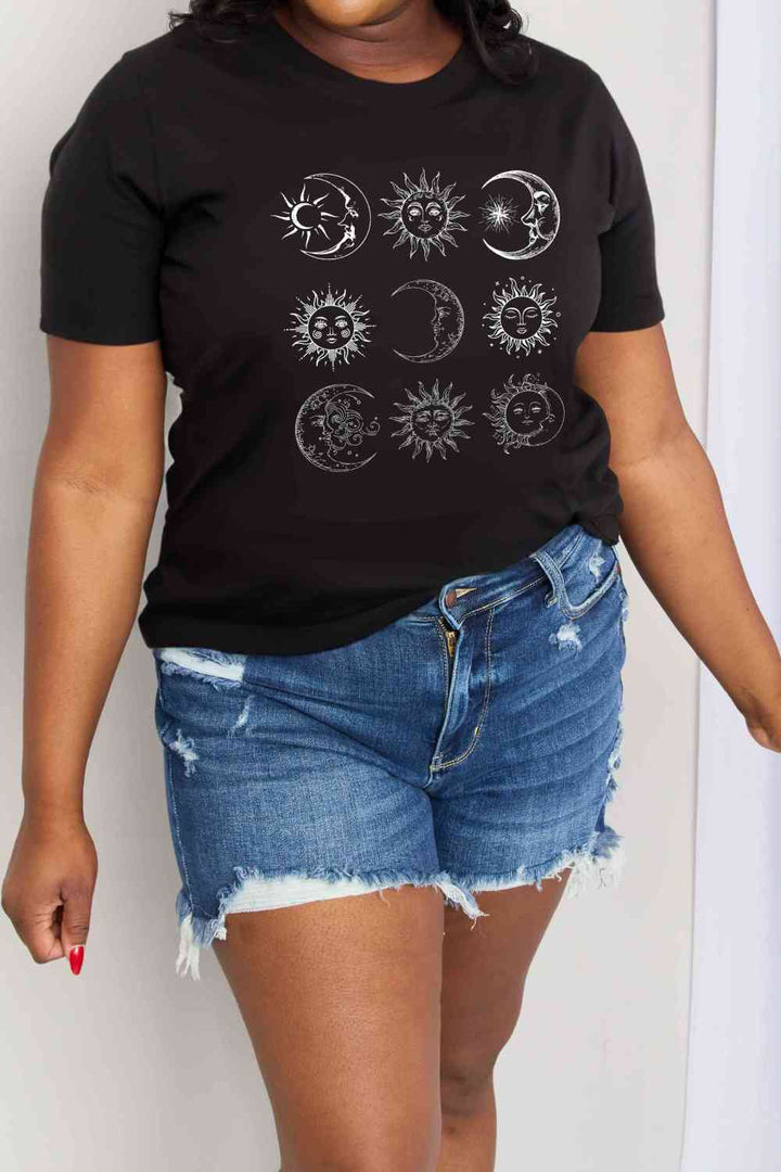 Simply Love Simply Love Full Size Sun and Moon Graphic Cotton Tee | 1mrk.com