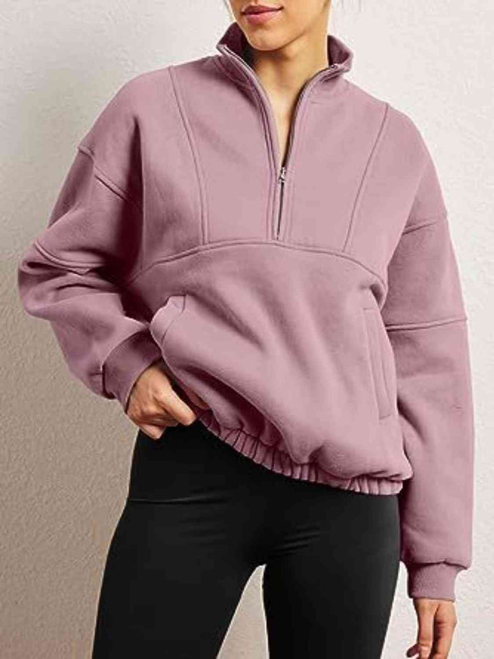 Half-Zip Long Sleeve Sweatshirt |1mrk.com