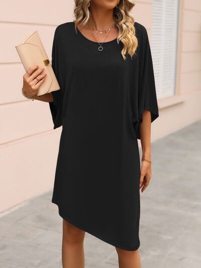 Round Neck Three-Quarter Sleeve Tee Dress | Trendsi