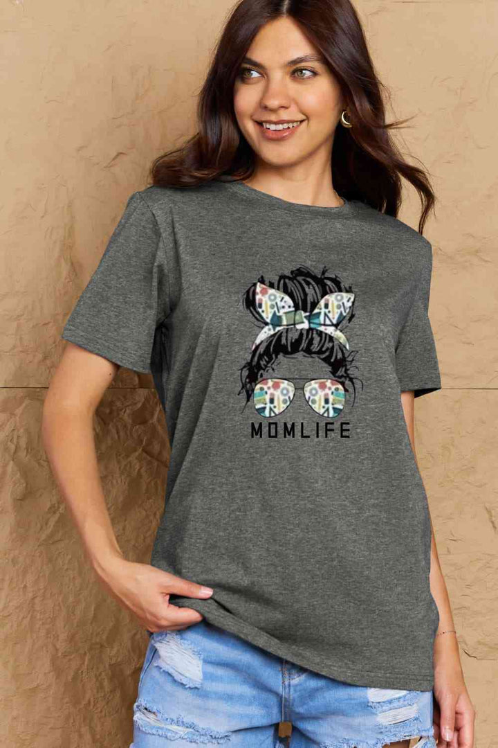 Simply Love Full Size MOM LIFE Graphic Cotton T-Shirt | 1mrk.com