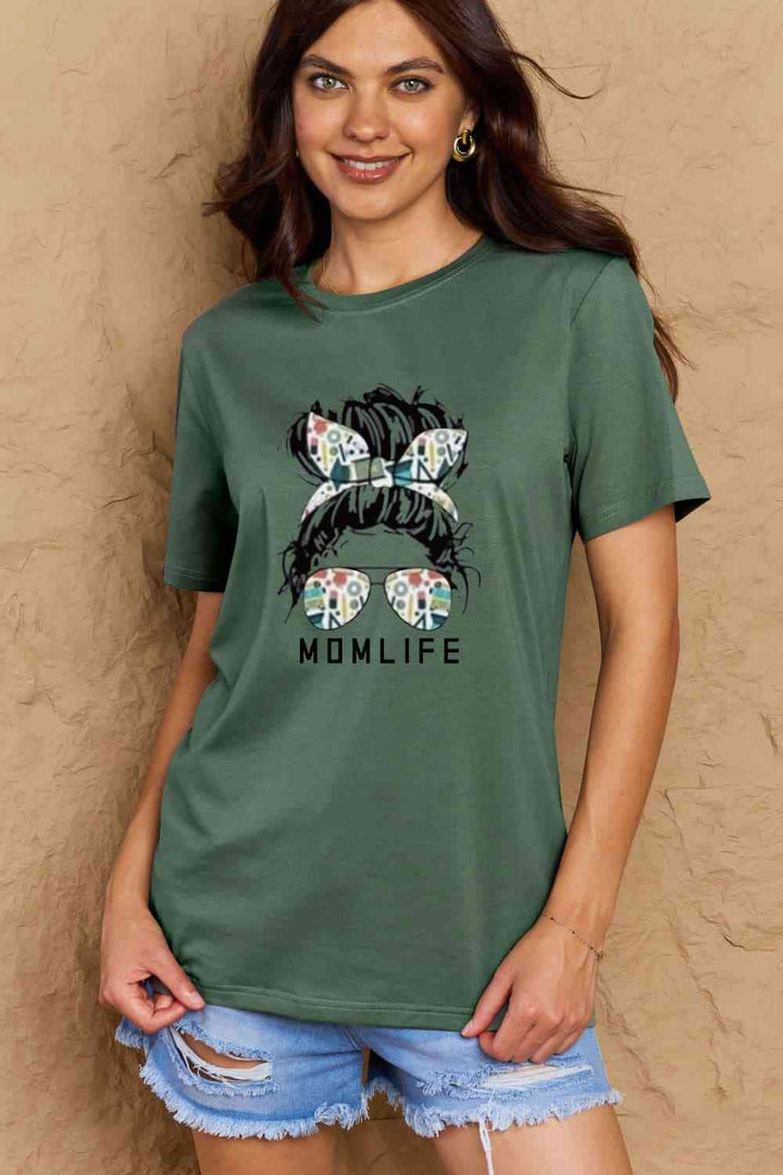 Simply Love Full Size MOM LIFE Graphic Cotton T-Shirt | 1mrk.com