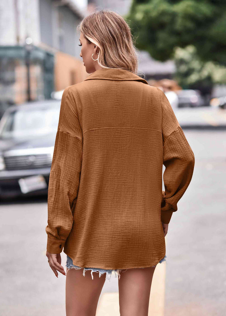 Textured Dropped Shoulder Longline Shirt |1mrk.com