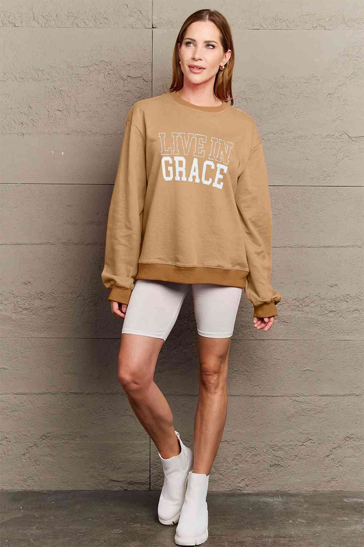 Simply Love Full Size LIVE IN GRACE Graphic Sweatshirt |1mrk.com