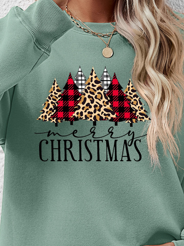 MERRY CHRISTMAS Round Neck Long Sleeve Sweatshirt | Trendsi
