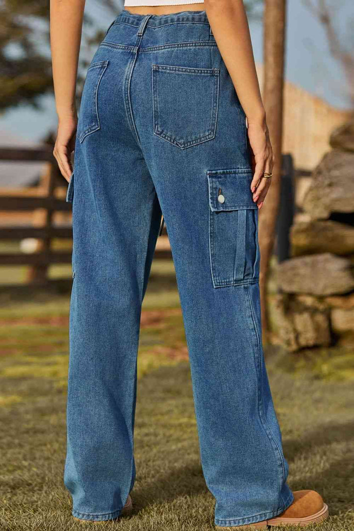 Loose Fit Drawstring Jeans with Pocket | 1mrk.com