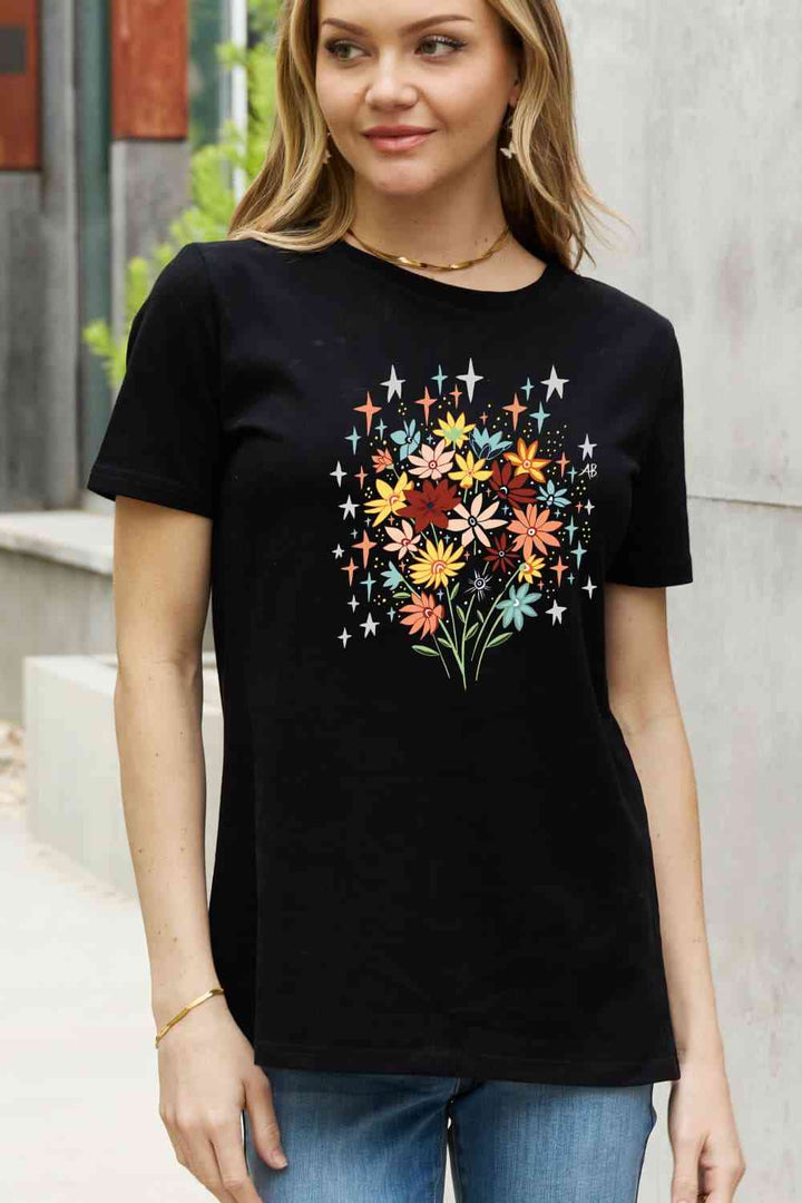 Simply Love Full Size Floral Graphic Cotton Tee | 1mrk.com
