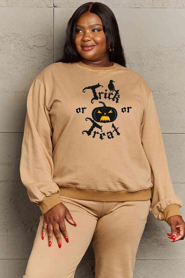 Simply Love Full Size TRICK OR TREAT Graphic Sweatshirt |1mrk.com