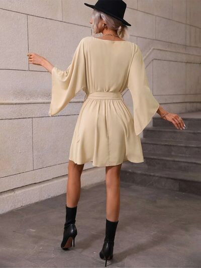 Tie Waist Kimono Sleeve Mini Dress |1mrk.com