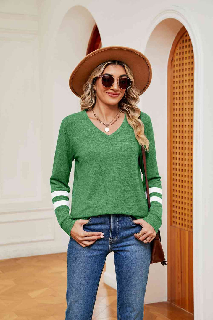 V-Neck Long Sleeve T-Shirt | 1mrk.com