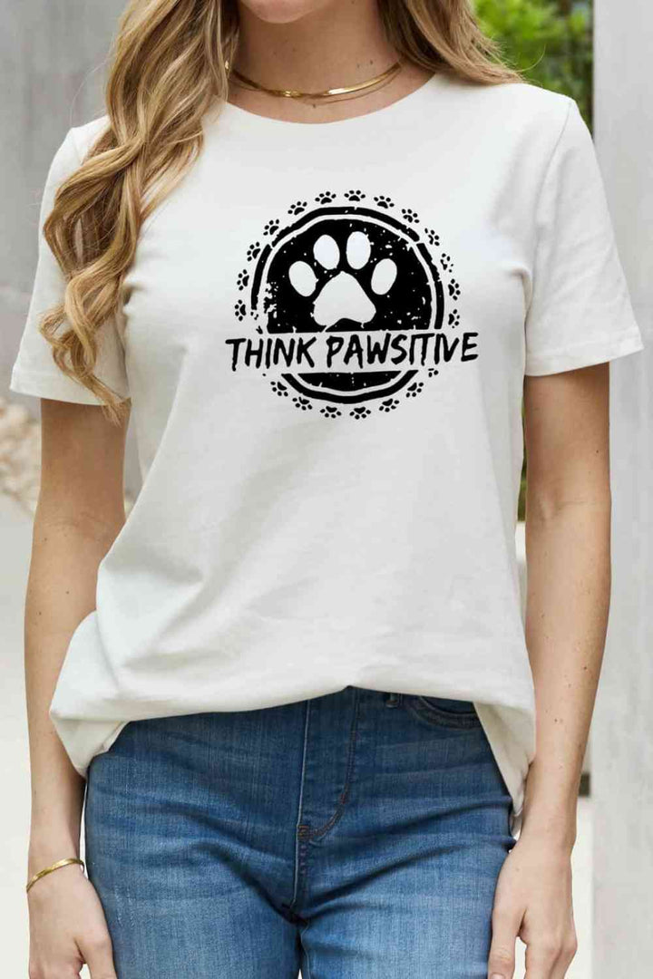 Simply Love Simply Love Full Size THINK PAWSITIVE Graphic Cotton Tee | 1mrk.com