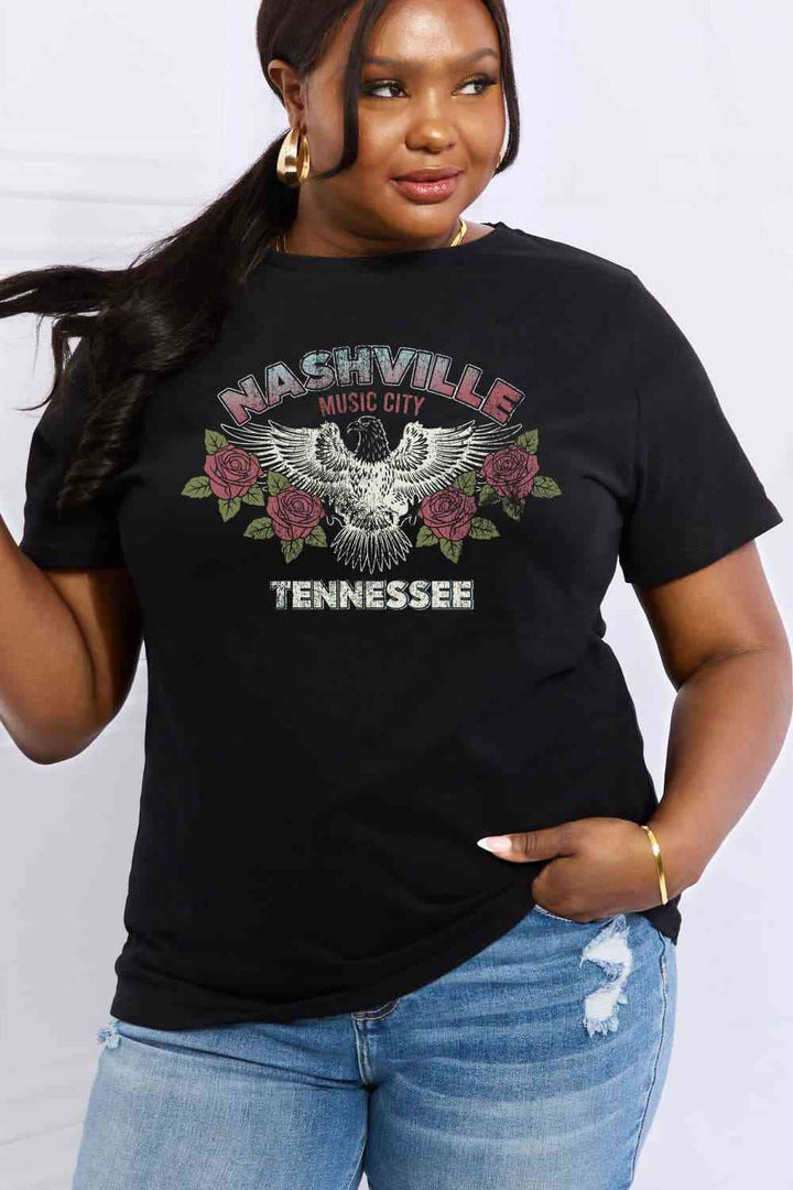 Simply Love Full Size NASHVILLE MUSIC CITY TENNESSEE Graphic Cotton Tee | 1mrk.com