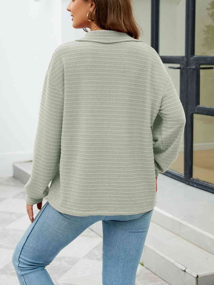 Quarter-Zip Collared Drop Shoulder Sweatshirt |1mrk.com