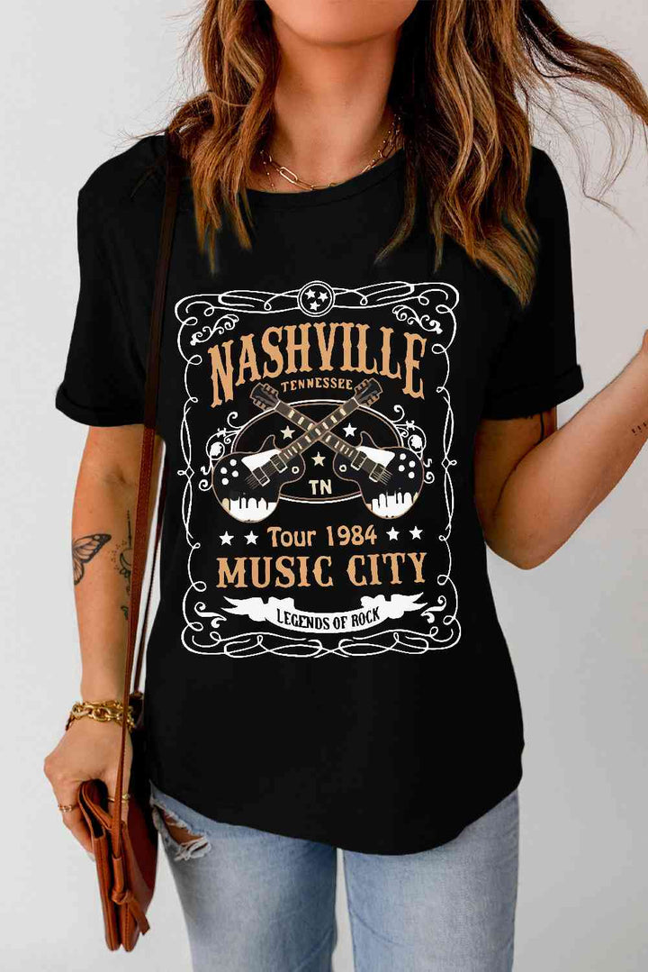 NASHVILLE MUSIC CITY Graphic Tee Shirt | 1mrk.com