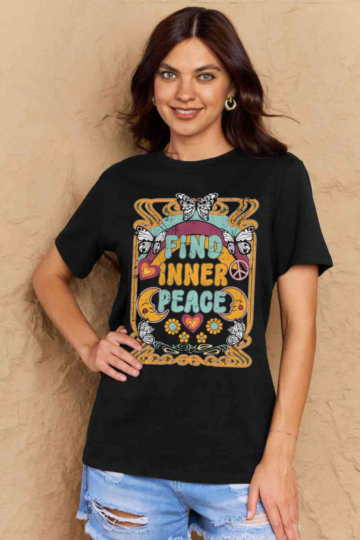 Simply Love Full Size FIND INNER PEACE Graphic Cotton T-Shirt | 1mrk.com