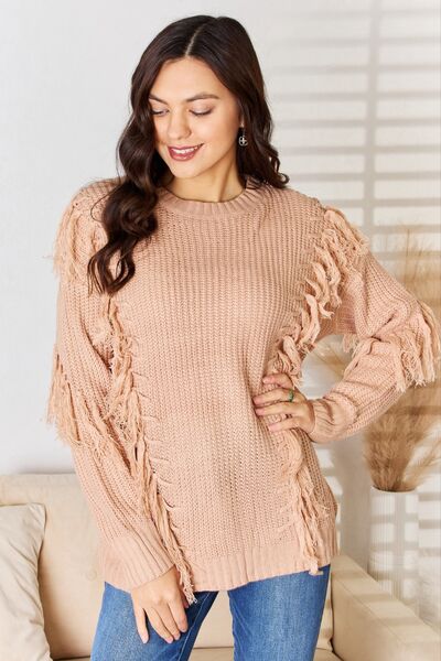 And The Why Tassel Detail Long Sleeve Sweater |1mrk.com
