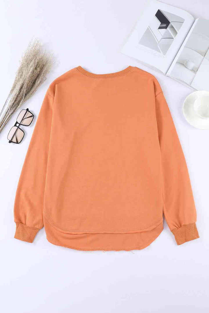 Side Slit Drop Shoulder Sweatshirt |1mrk.com