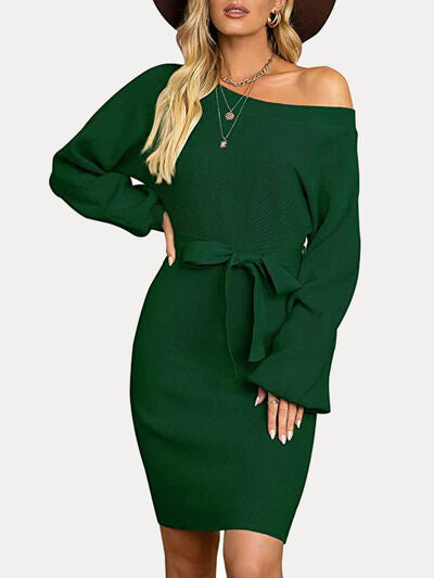 Tie Waist Long Sleeve Mini Dress | Trendsi