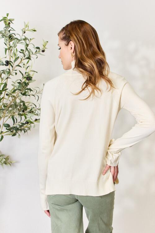 Heimish Full Size Ribbed Bow Detail Long Sleeve Turtleneck Knit Top |1mrk.com