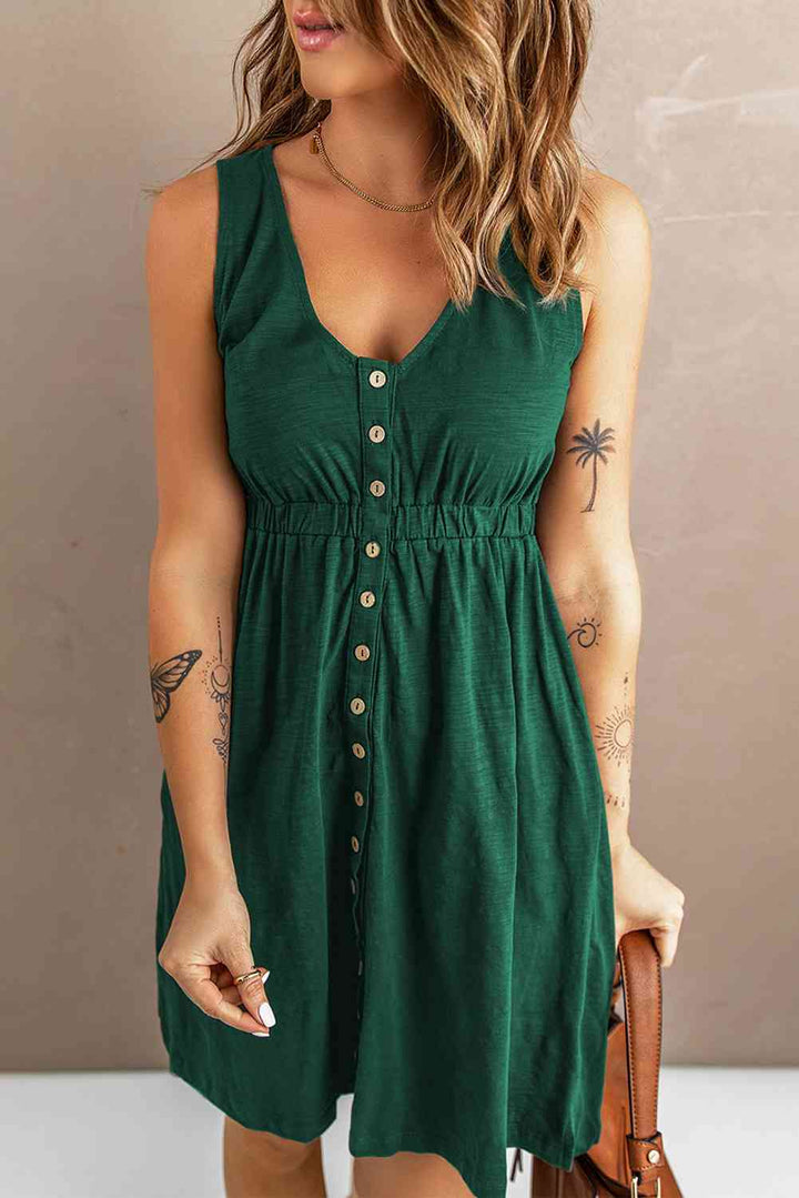 Sleeveless Button Down Mini Magic Dress | 1mrk.com