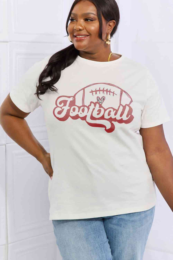 Simply Love Full Size FOOTBALL Graphic Cotton Tee | 1mrk.com