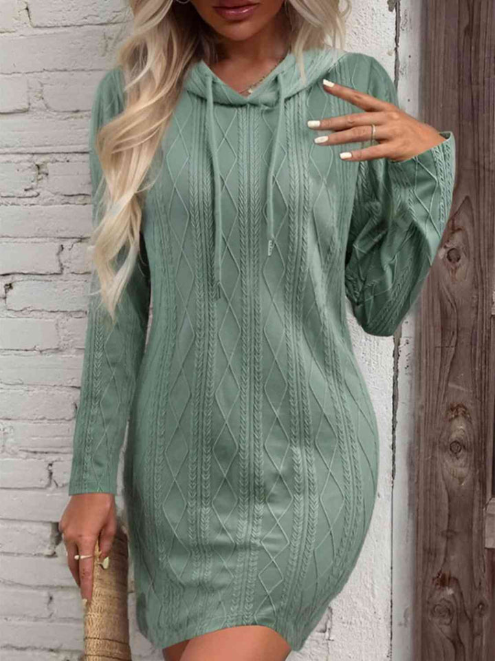 Drawstring Hooded Sweater Dress | 1mrk.com