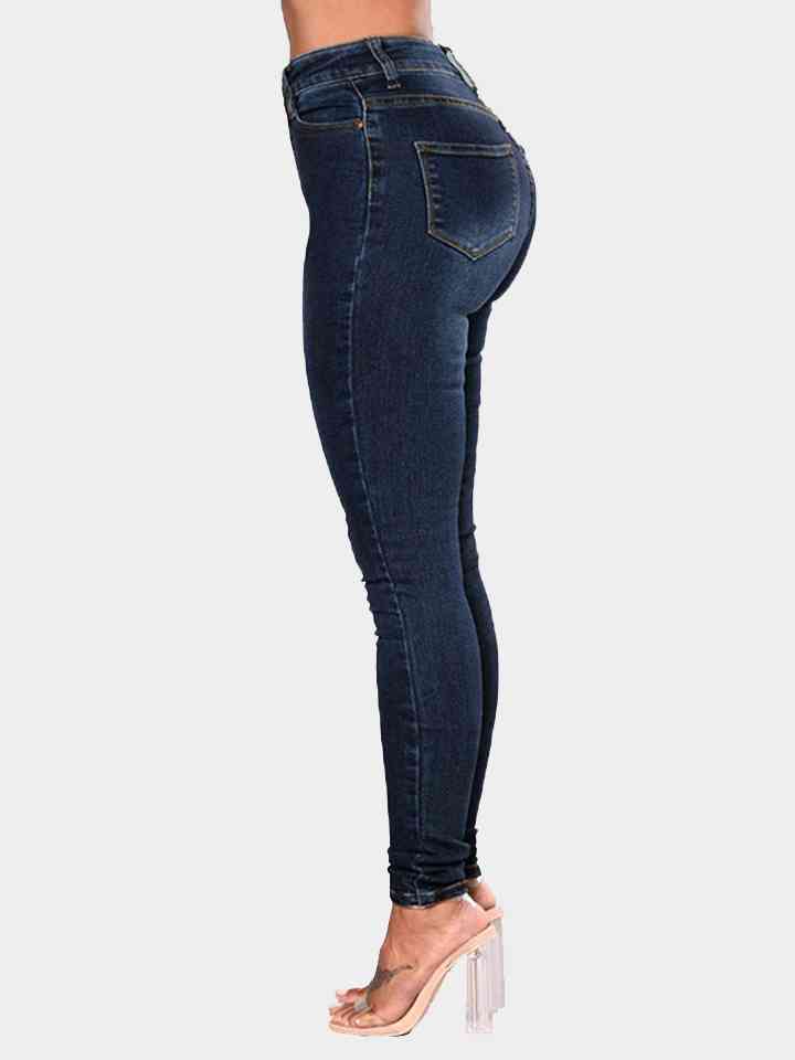 Full Size Buttoned Long Jeans |1mrk.com