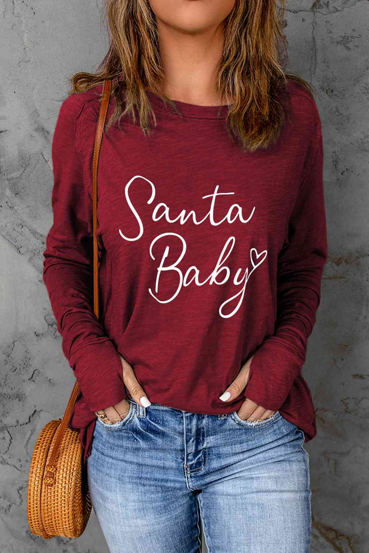 SANTA BABY Graphic Long Sleeve T-Shirt | 1mrk.com