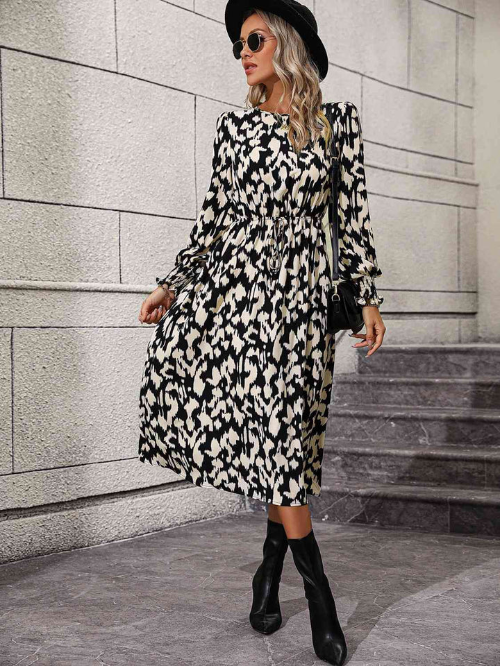 Leopard Long Sleeve Midi Dress |1mrk.com