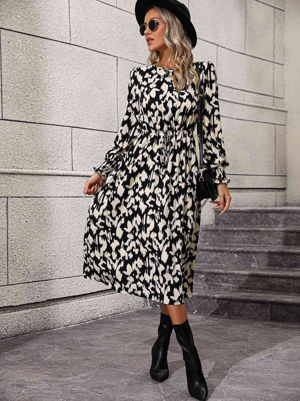 Leopard Long Sleeve Midi Dress |1mrk.com