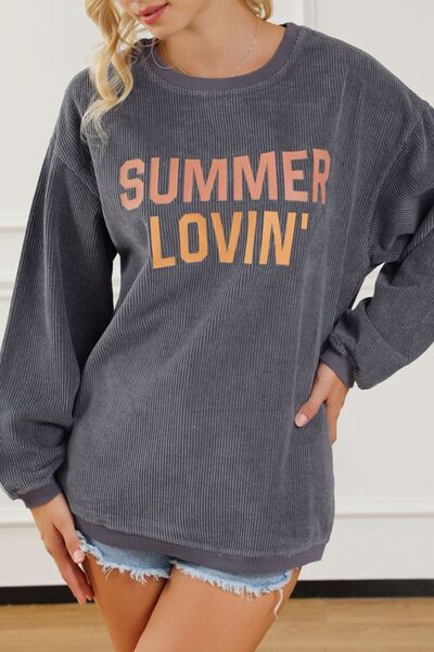 SUMMER LOVIN Graphic Textured Pullover Sweatshirt |1mrk.com