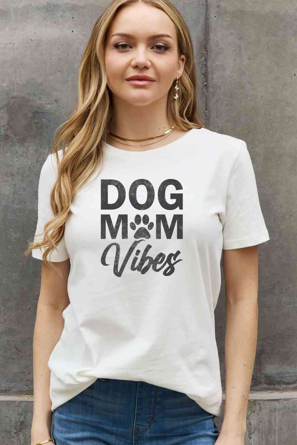 Simply Love Full Size DOG MOM VIBES Graphic Cotton Tee | 1mrk.com