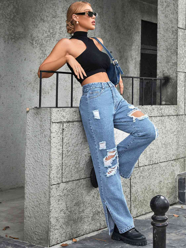 Distressed Slit Jeans | 1mrk.com