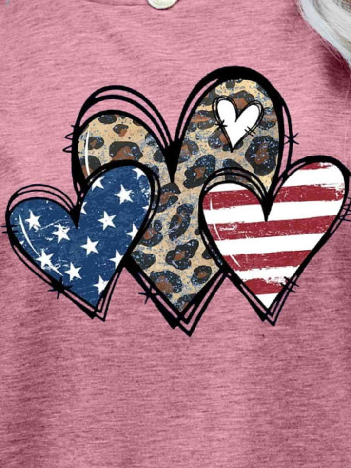 US Flag Leopard Heart Graphic Tee | 1mrk.com