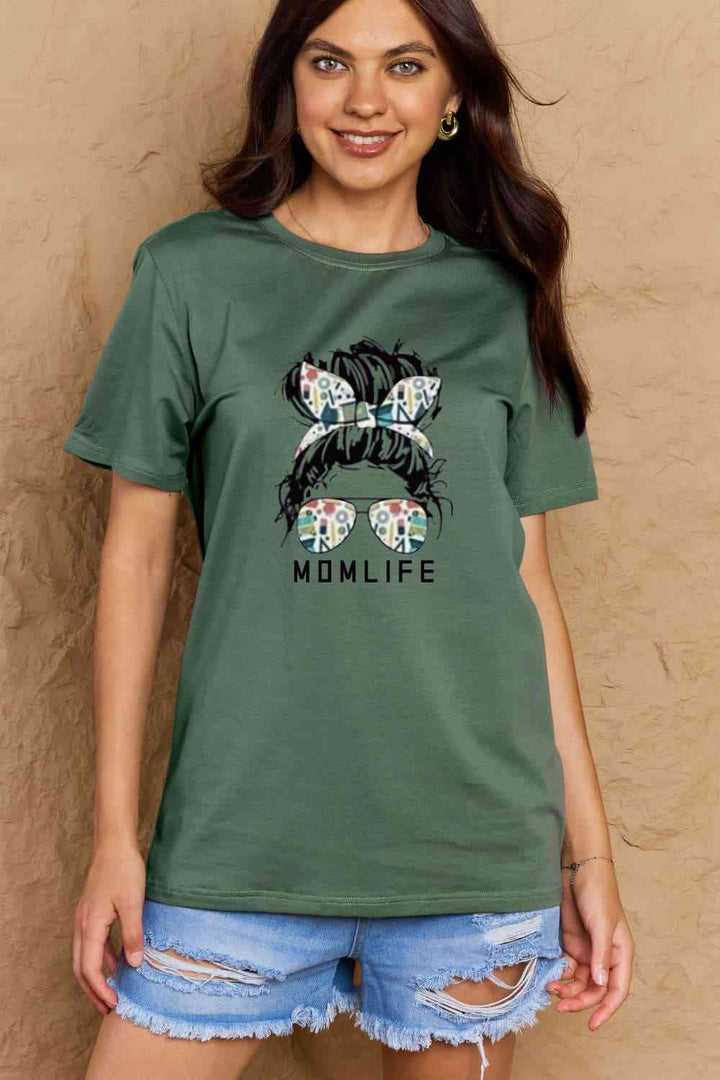 Simply Love Full Size MOM LIFE Graphic Cotton T-Shirt | 1mrk.com