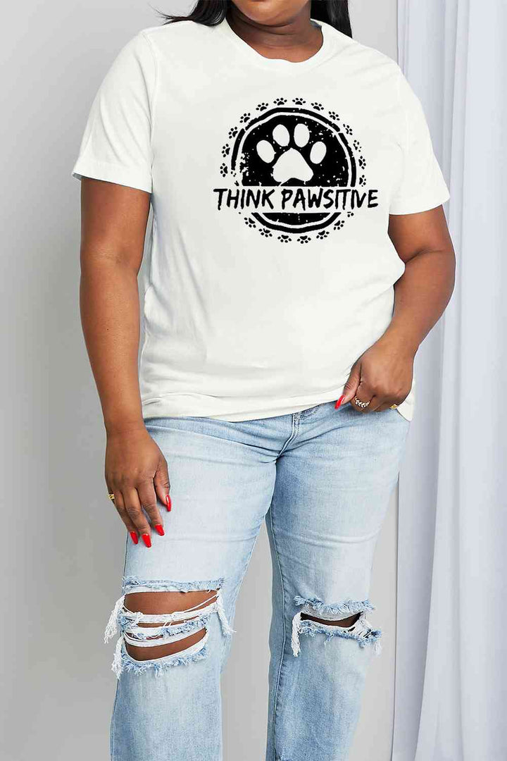 Simply Love Simply Love Full Size THINK PAWSITIVE Graphic Cotton Tee | 1mrk.com