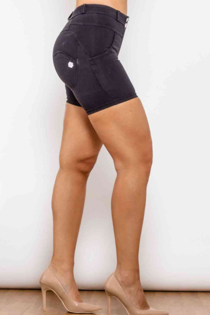 Full Size Buttoned Skinny Denim Shorts | 1mrk.com