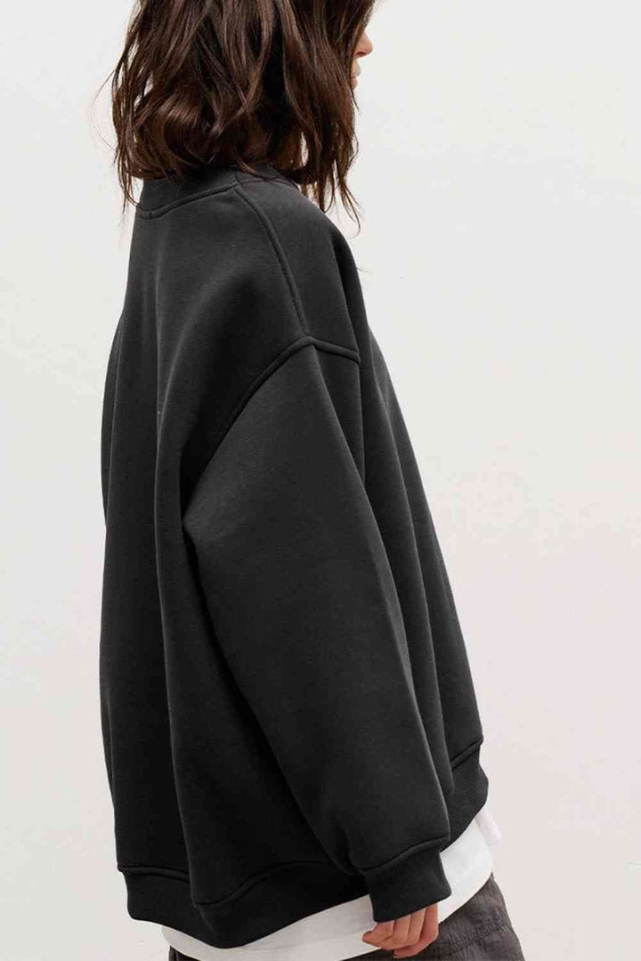 Oversize Round Neck Dropped Shoulder Sweatshirt |1mrk.com